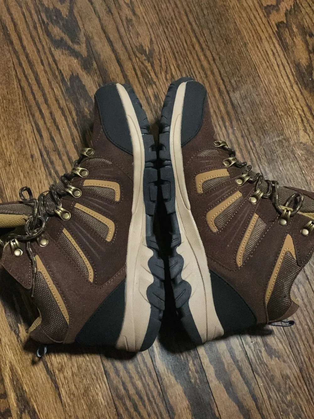 Nautica Men's Brown and Tan Lace-Up Outdoor Boots